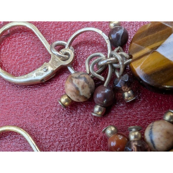Vintage Tigers Eye & Jasper Earrings - Picture 5 of 10
